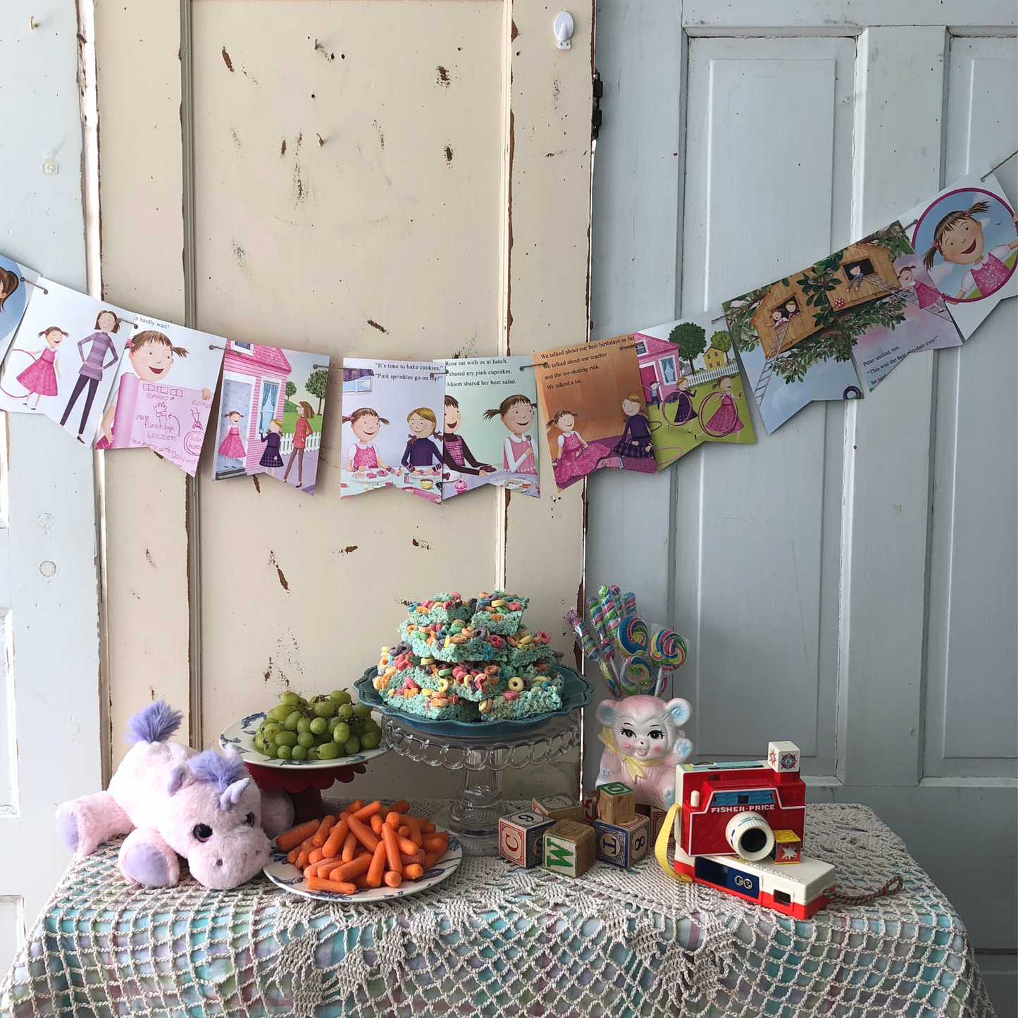 Pinkalicious Party Decoration /Pink Story Book Page Garland. 6 FT Backdrop Pinkalicious Party Decor / Reuse as Room Decor /READY to SHIP