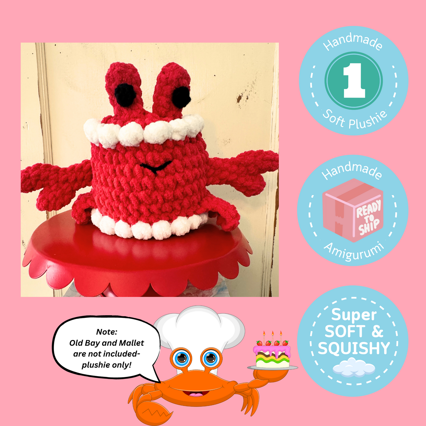 Crab Cake / Crabcake soft toy / Maryland Crab Cake Gift