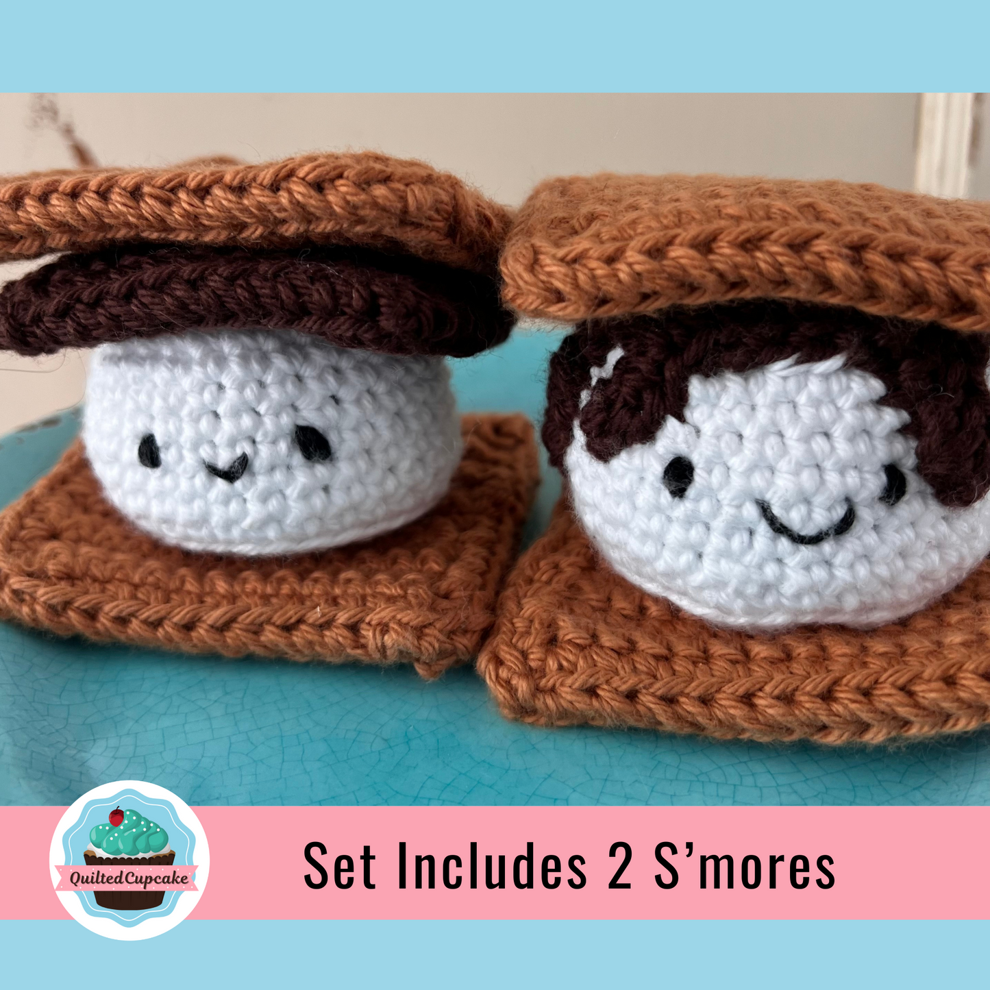 S'mores Play Set. Crochet Play Food set. Handmade Play Food S'mores. READY to SHIP. Free Shipping. Great add-on to a Kitchen Play Set.