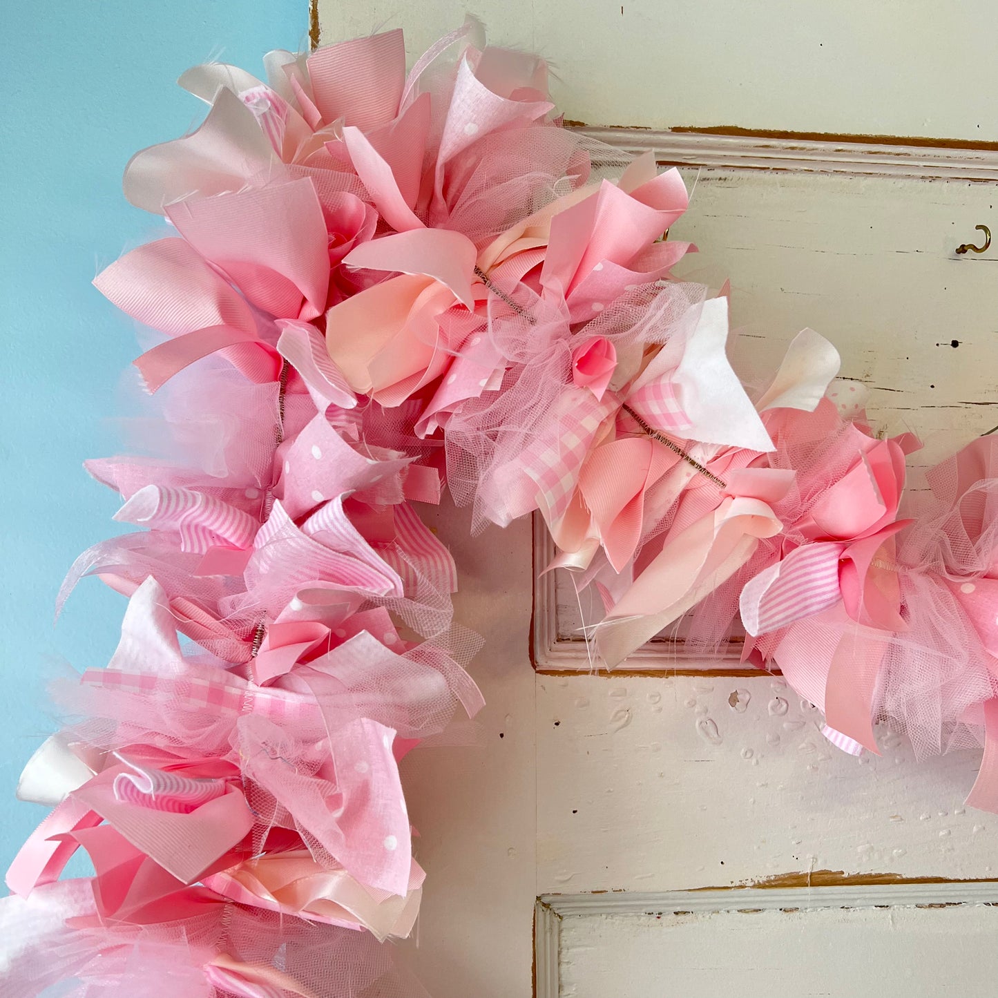 Baby Girl Shower Decoration Pink fabric Garland Banner. Handmade 6-10 Feet Unique Party Backdrop. Made to Order