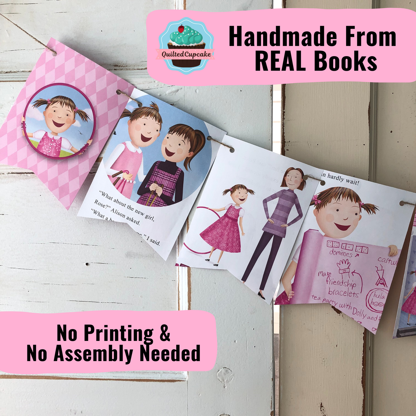 Pinkalicious Party Decoration /Pink Story Book Page Garland. 6 FT Backdrop Pinkalicious Party Decor / Reuse as Room Decor /READY to SHIP