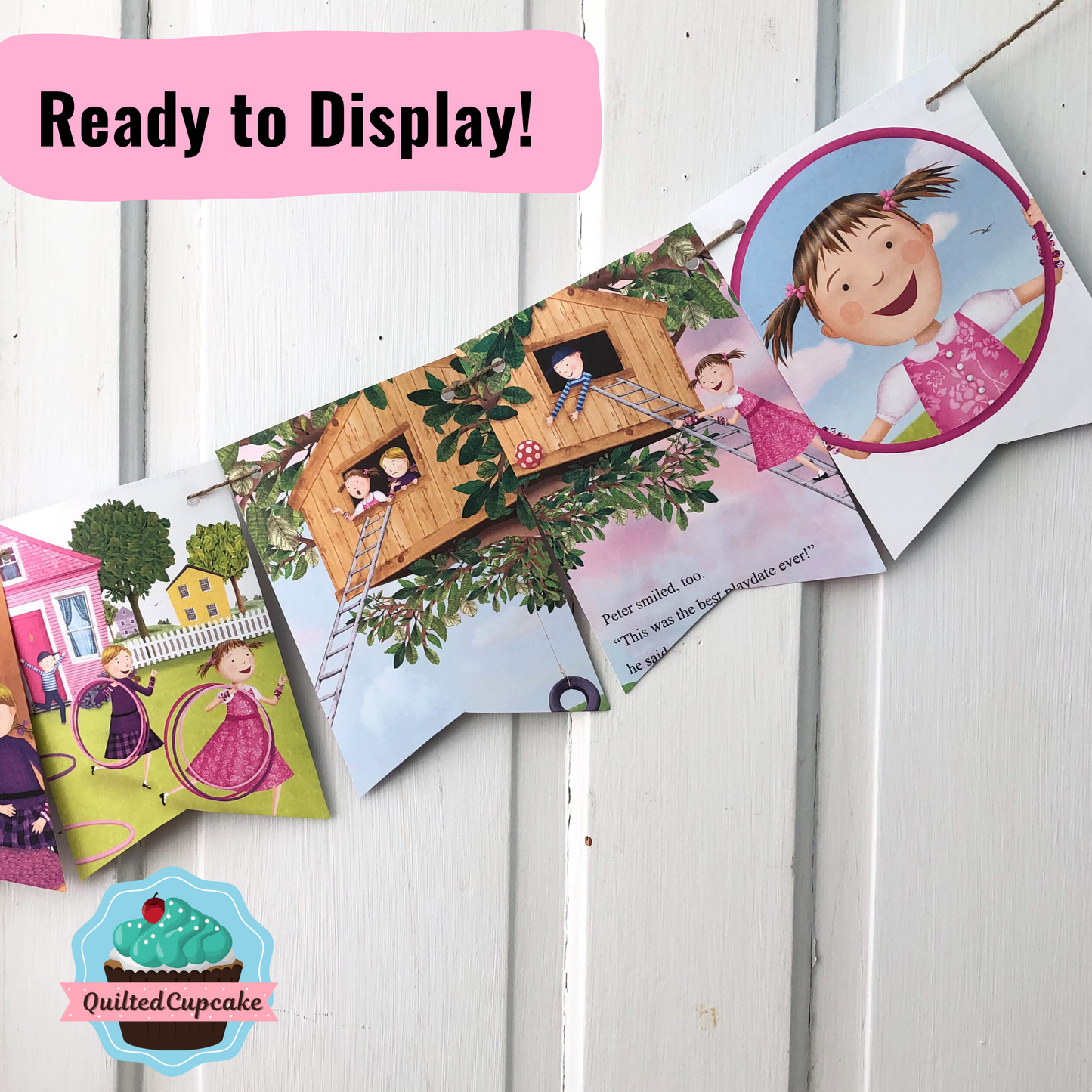 Pinkalicious Party Decoration /Pink Story Book Page Garland. 6 FT Backdrop Pinkalicious Party Decor / Reuse as Room Decor /READY to SHIP
