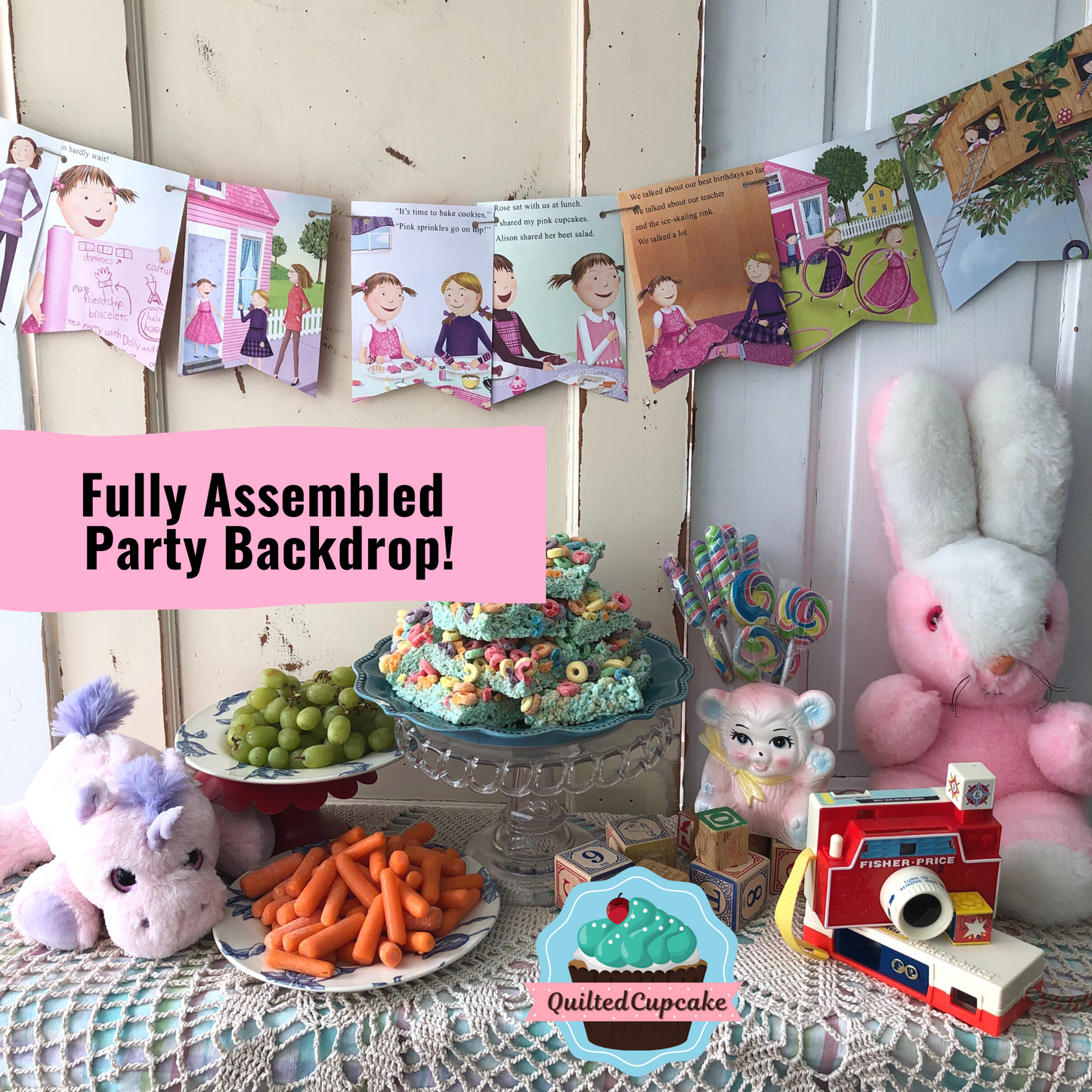 Pinkalicious Party Decoration /Pink Story Book Page Garland. 6 FT Backdrop Pinkalicious Party Decor / Reuse as Room Decor /READY to SHIP