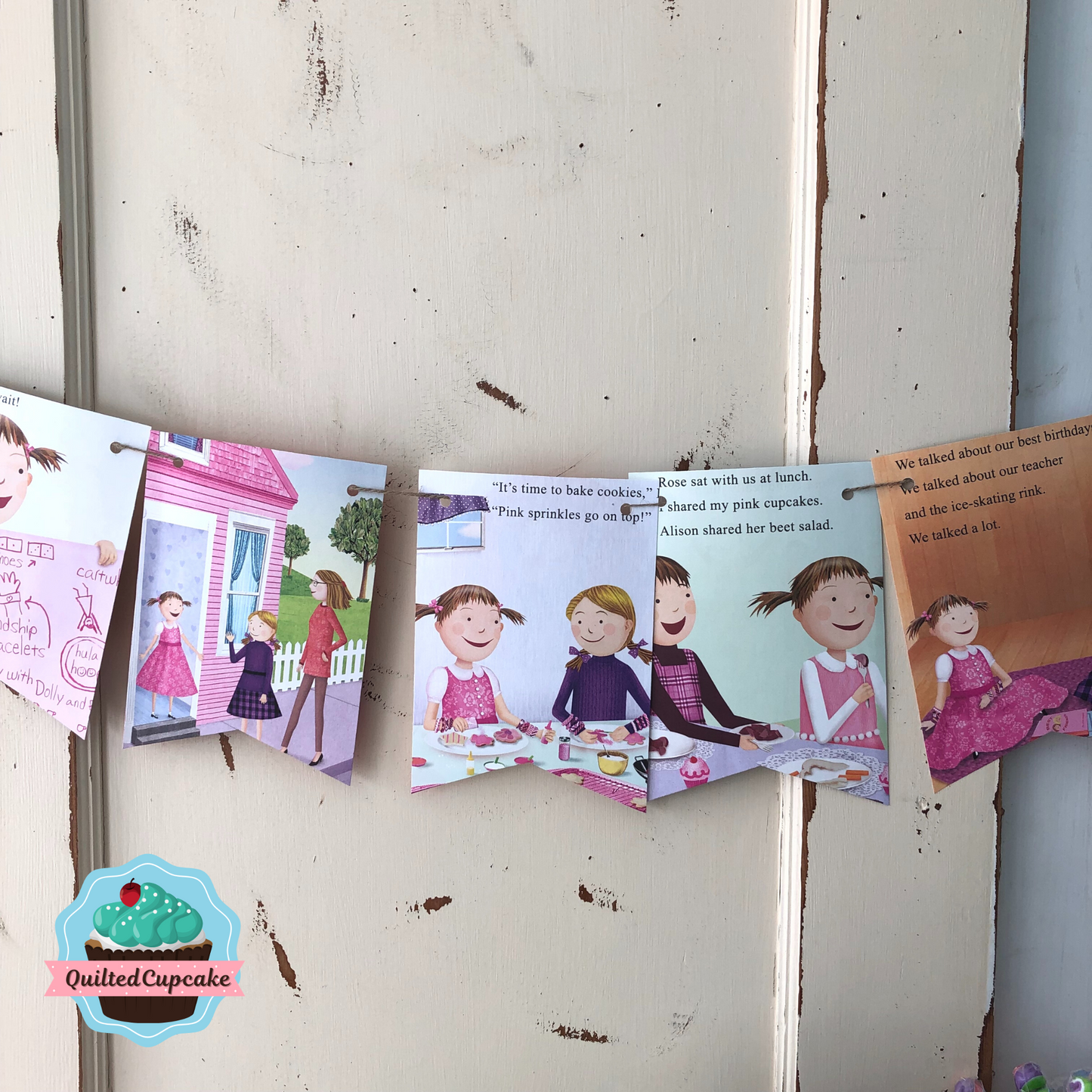 Pinkalicious Party Decoration /Pink Story Book Page Garland. 6 FT Backdrop Pinkalicious Party Decor / Reuse as Room Decor /READY to SHIP