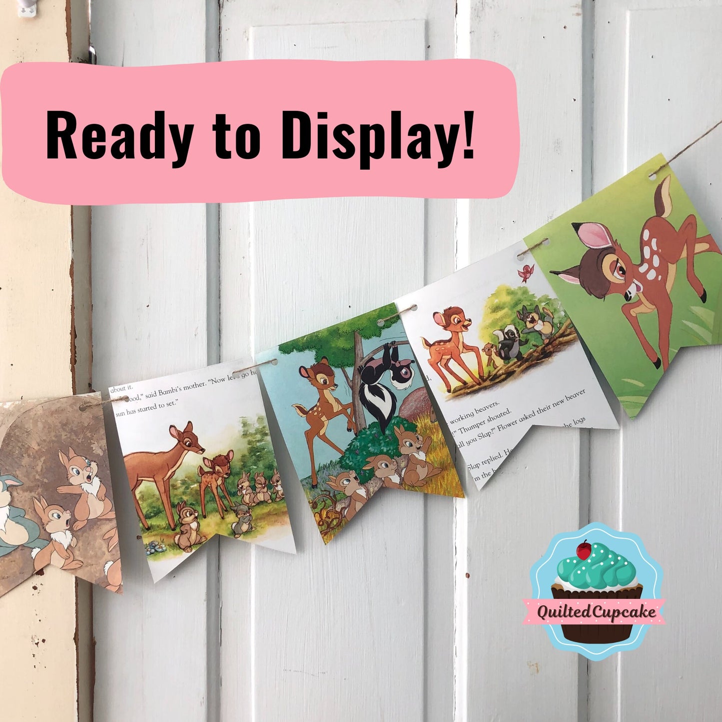 Bambi Party Banner/Bambi Story Book Page Garland/ 6 ft Bambi Backdrop Baby Shower, Birthday Party, Room Decor/READY to SHIP/Eco-Friendly