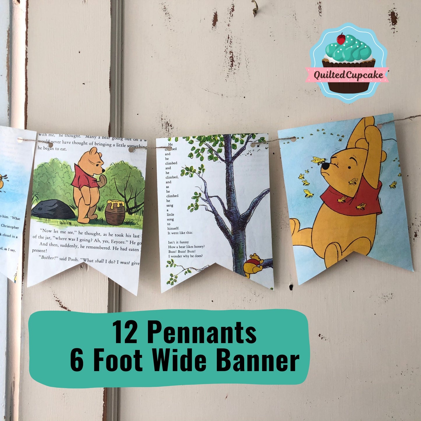 Winnie the Pooh Party/ Pooh Story Book Page Garland Banner. 6 ft backdrop for Baby Shower, Birthday Party, Nursery Decor/READY to SHIP