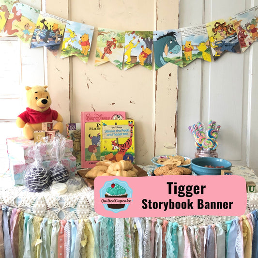 Tigger Party Decoration/Tigger Story Book Page Banner Garland/6 ft Tigger Backdrop Baby Shower, Birthday Party READY to SHIP/ Eco-Friendly