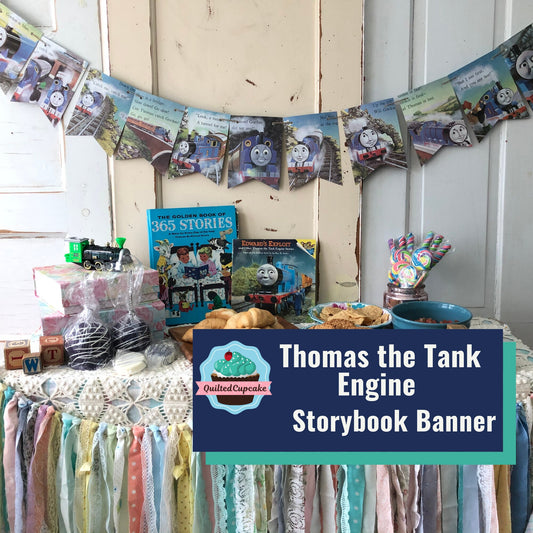 Thomas the Tank Engine Party Decoration/Thomas Train Book Page Banner Garland. 6 ft backdrop for Baby Shower, Birthday Party/ READY to SHIP