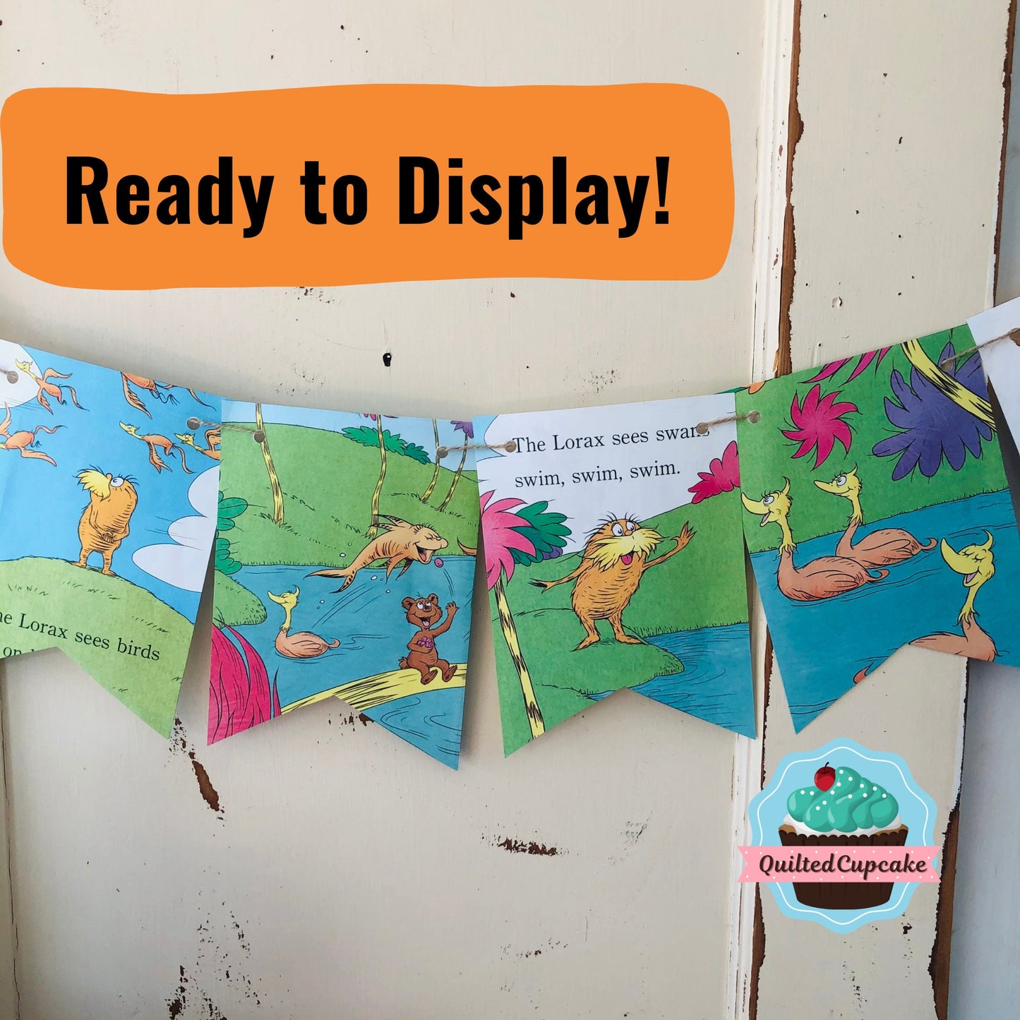 Lorax Book Page Banner/Lorax Dr. Seuss Story Book Page Garland /Lorax Party Decoration for Baby Shower, Birthday Party/READY to SHIP