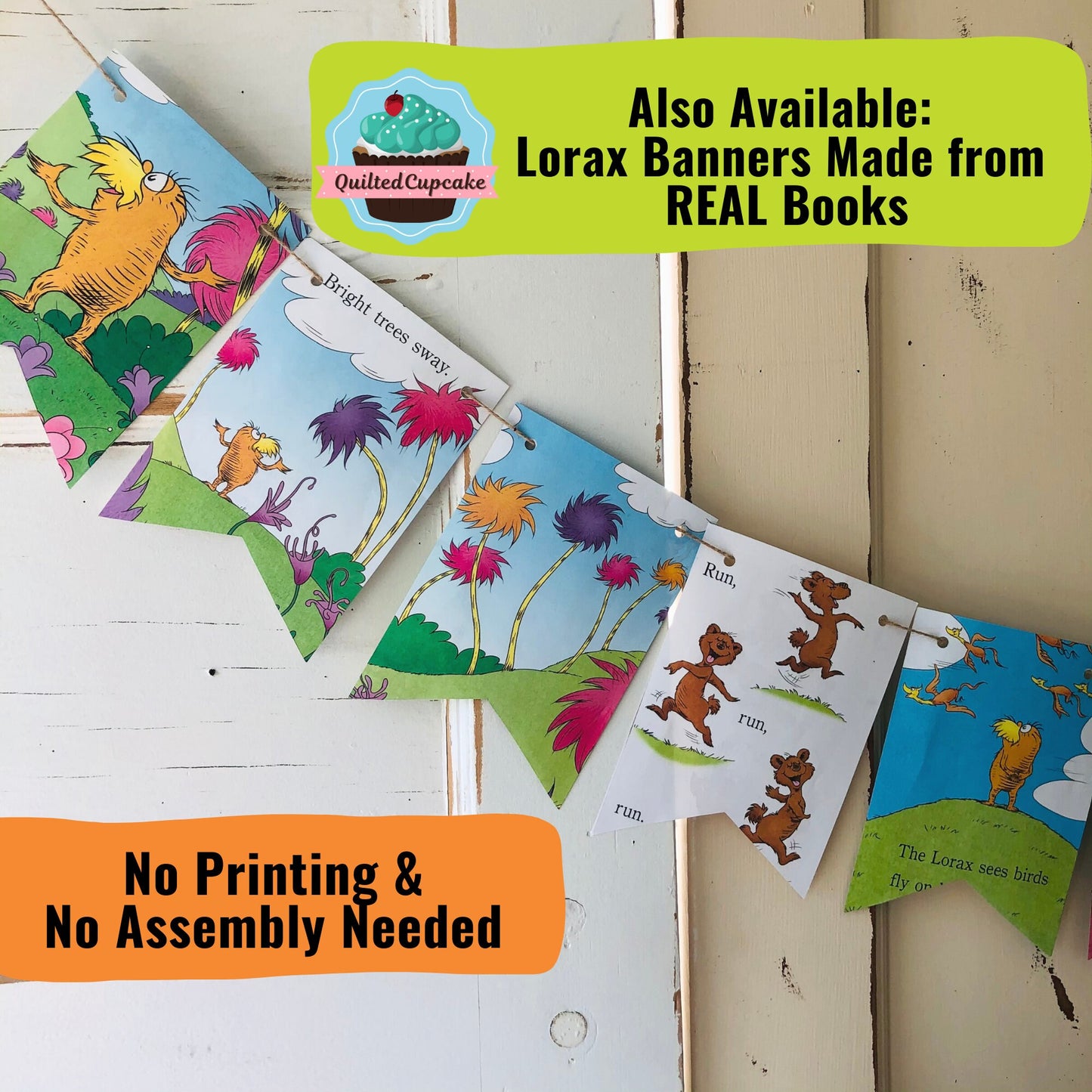 Lorax High Chair Banner. Dr. Seuss Birthday High Chair Decoration, Smash Cake Birthday Party/Dr. Seuss Lorax Party Banner/ READY To SHIP NOW