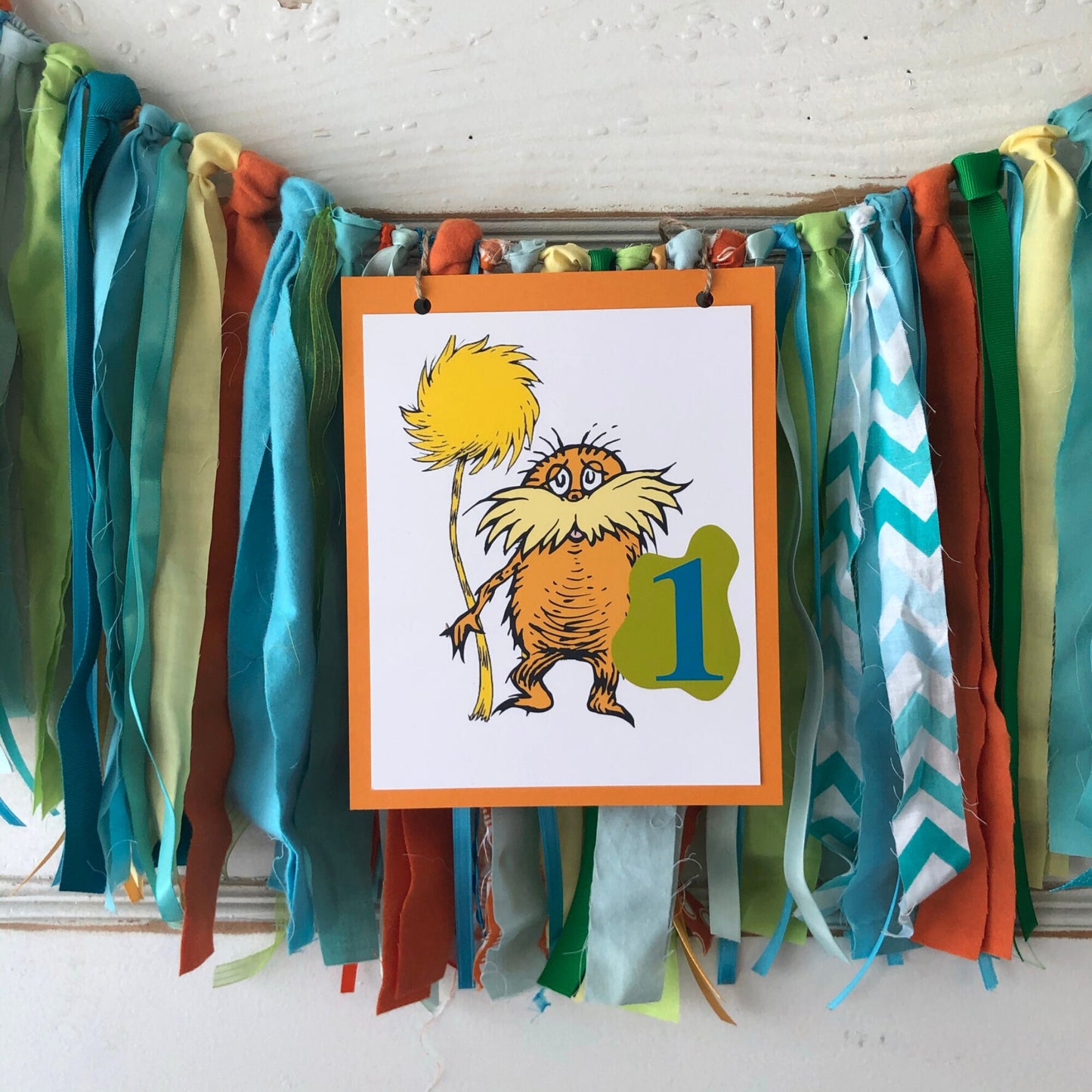 Lorax High Chair Banner. Dr. Seuss Birthday High Chair Decoration, Smash Cake Birthday Party/Dr. Seuss Lorax Party Banner/ READY To SHIP NOW