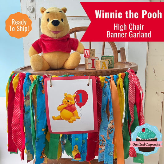 Winnie The Pooh High Chair Banner/First Birthday Party Garland/Pooh High Chair Decoration/ Party Banner READY to Ship/Add Name