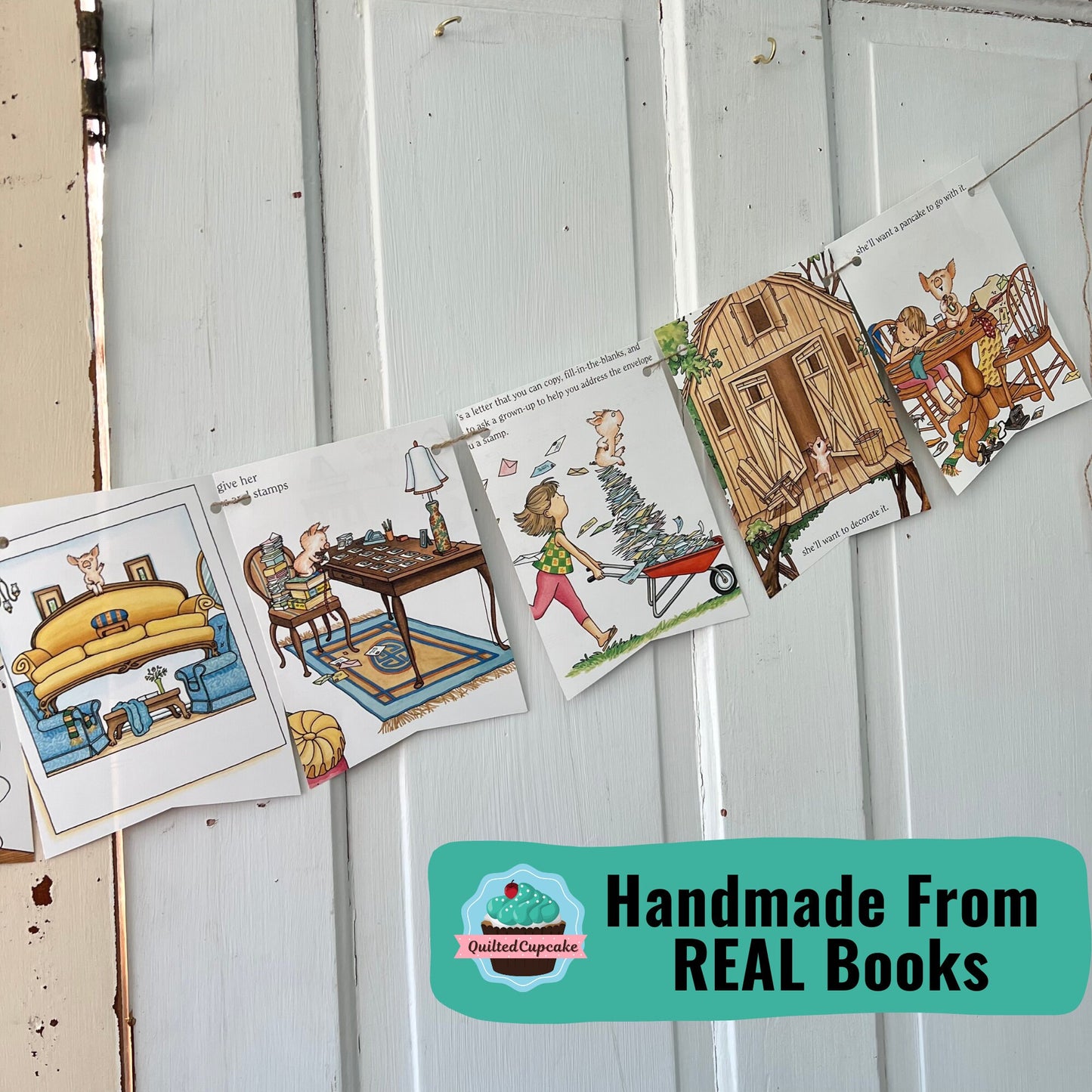 If You Give a Pig a Pancake Banner/Story Book Page Garland /12 Bunting Pennants for Pig a Pancake Birthday Party/READY to SHIP