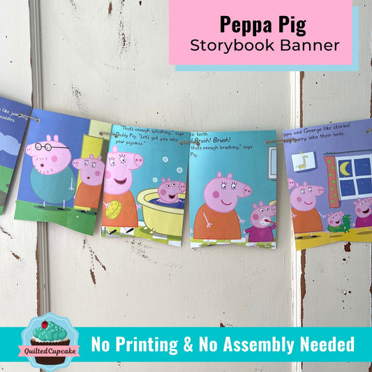 Peppa Pig Party Decoration/Peppa Pig Story Book Page Garland Banner for Birthday Party READY to SHIP/Eco-friendly