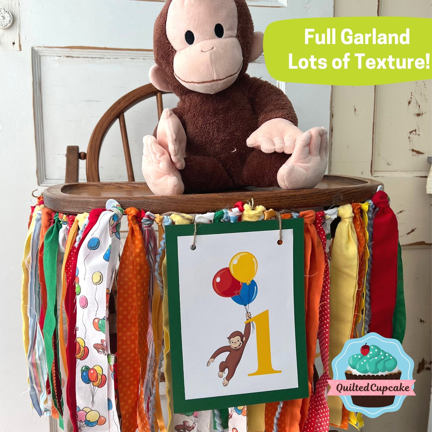 Curious George High Chair Banner/Curious George Birthday Party/Curious George High Chair Decoration/Smash Cake Banner READY To SHIP
