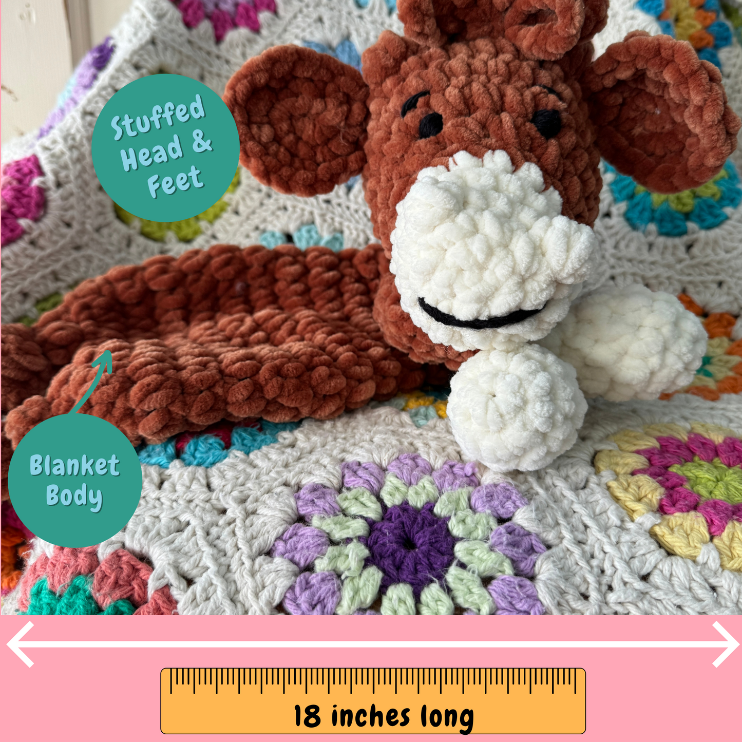 Highland Cow Cuddle Toy. Handmade Knotted Cow Lovey