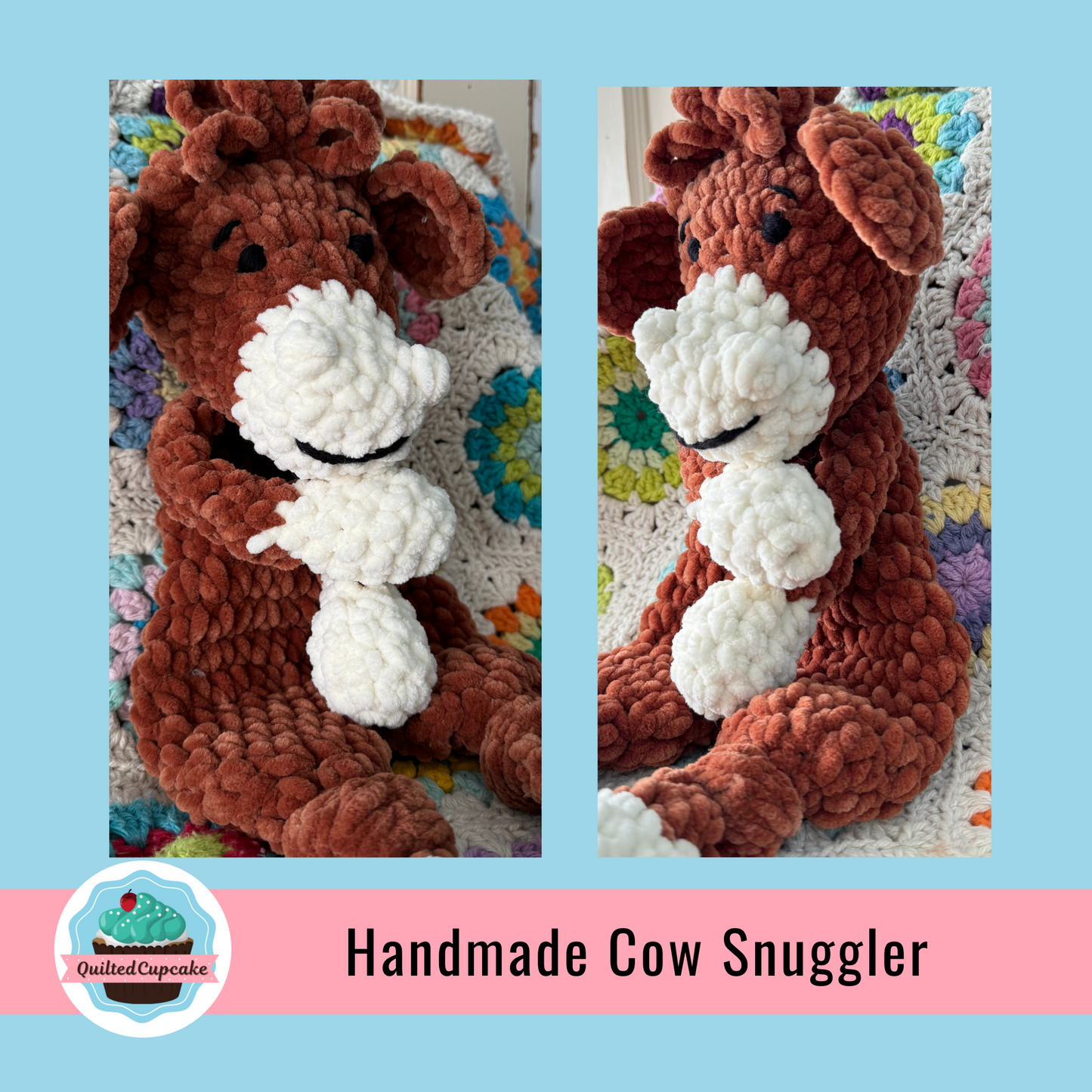 Highland Cow Cuddle Toy. Handmade Knotted Cow Lovey