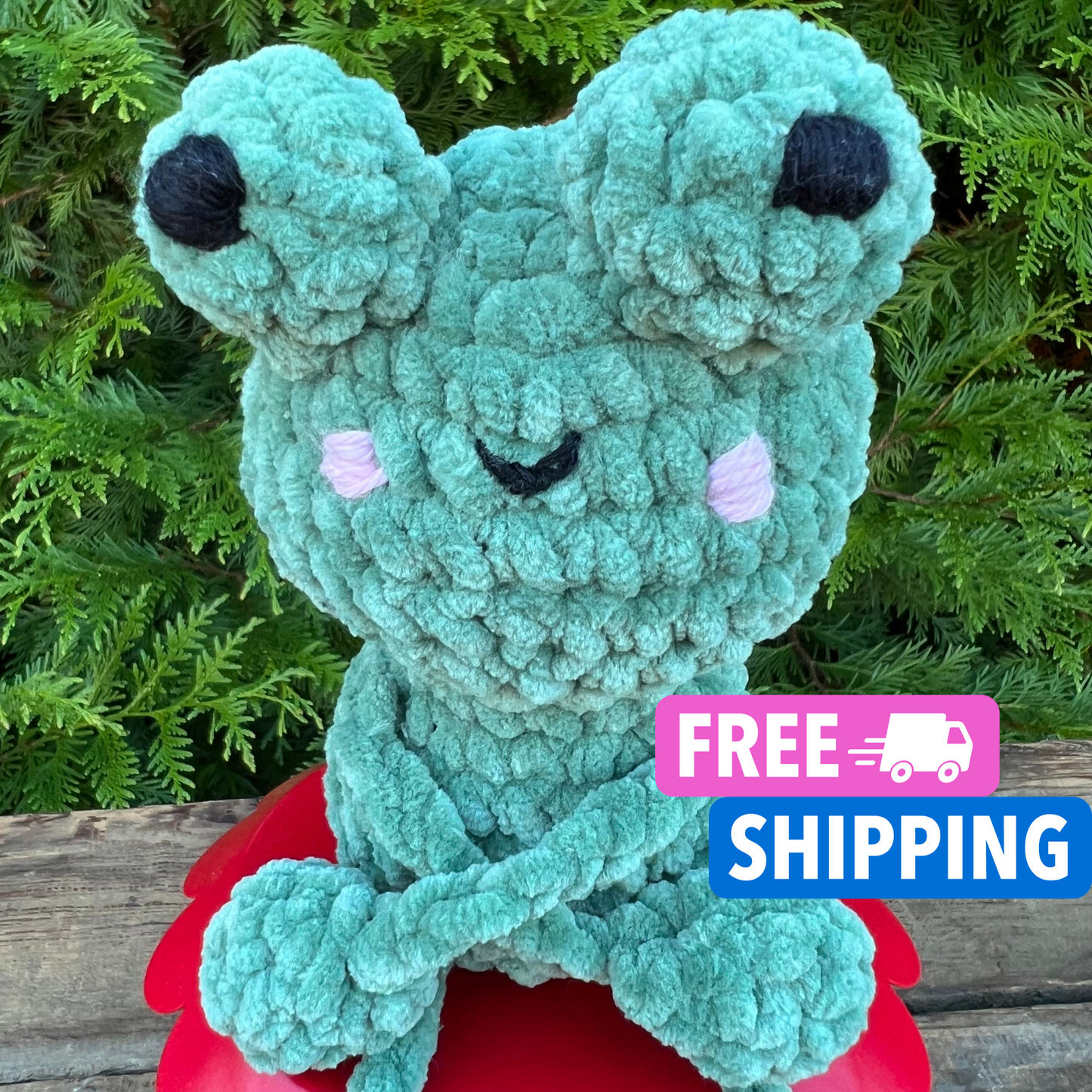 Flipsy the Frog Crochet Plushie  Handmade Softie.  Frog Plush READY to Ship
