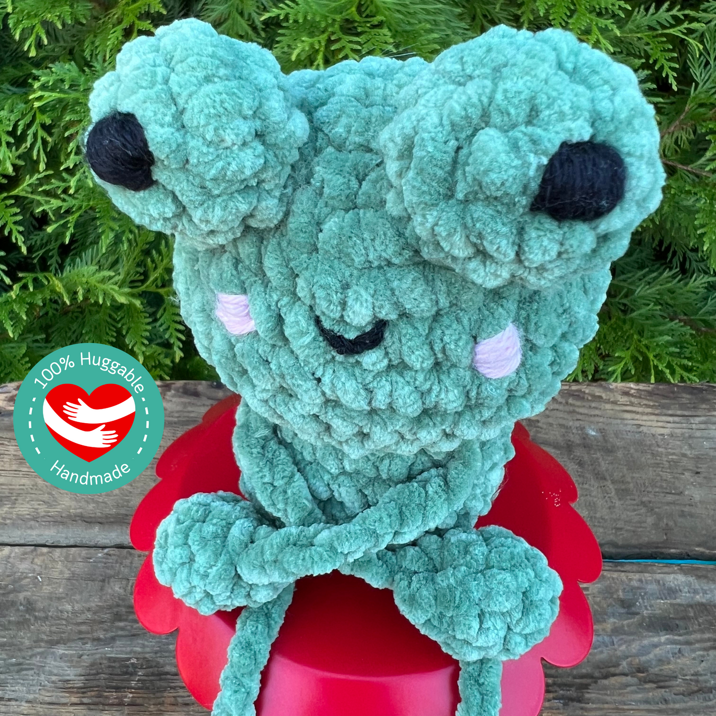 Flipsy the Frog Crochet Plushie  Handmade Softie.  Frog Plush READY to Ship
