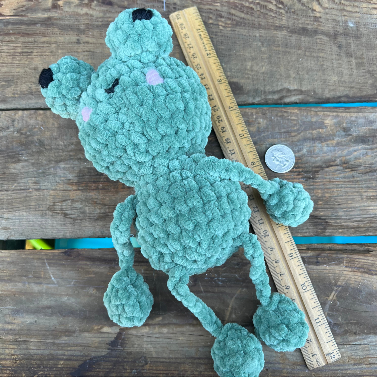 Flipsy the Frog Crochet Plushie  Handmade Softie.  Frog Plush READY to Ship