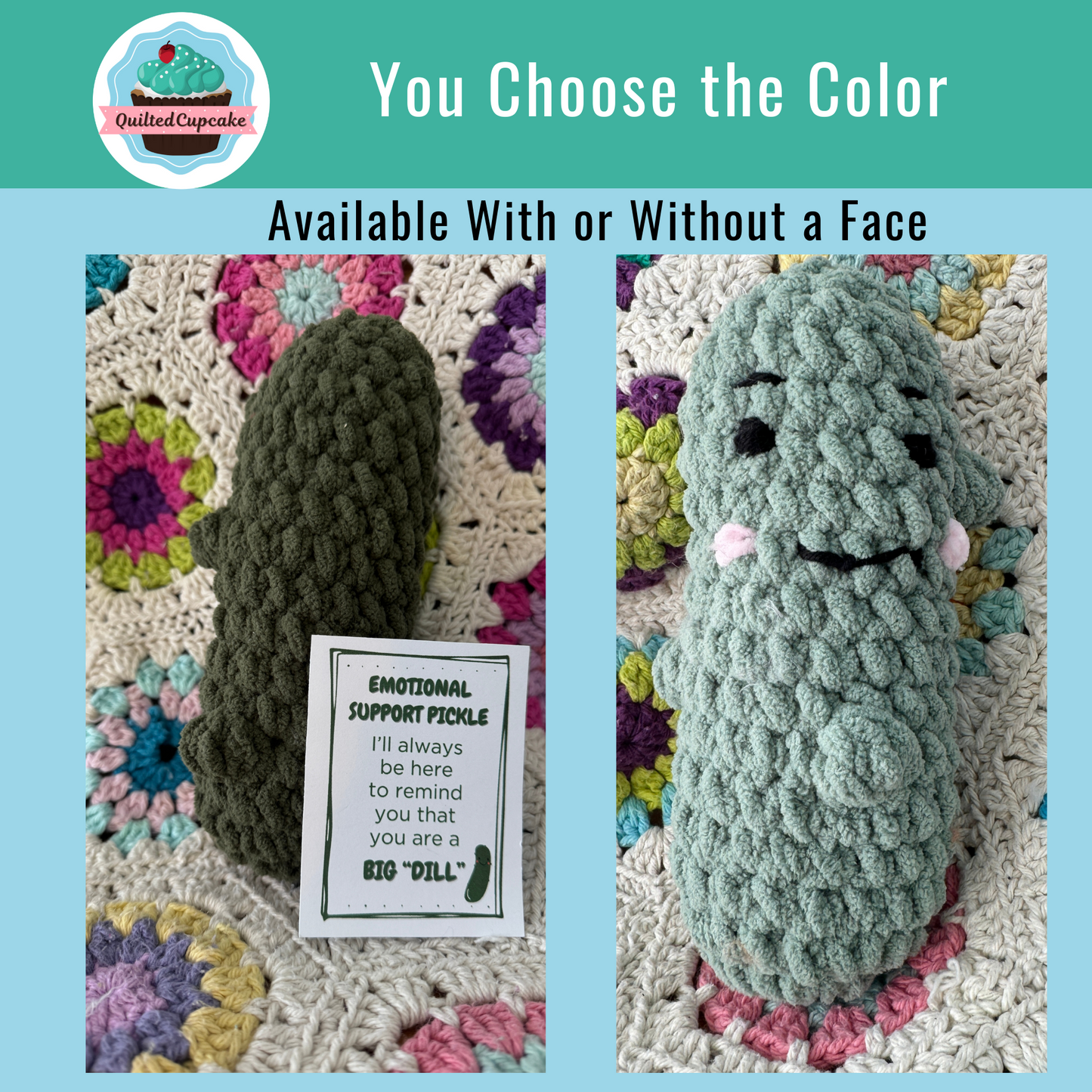 Emotional Support Pickle Handmade Toy. Crochet Pickle Gift