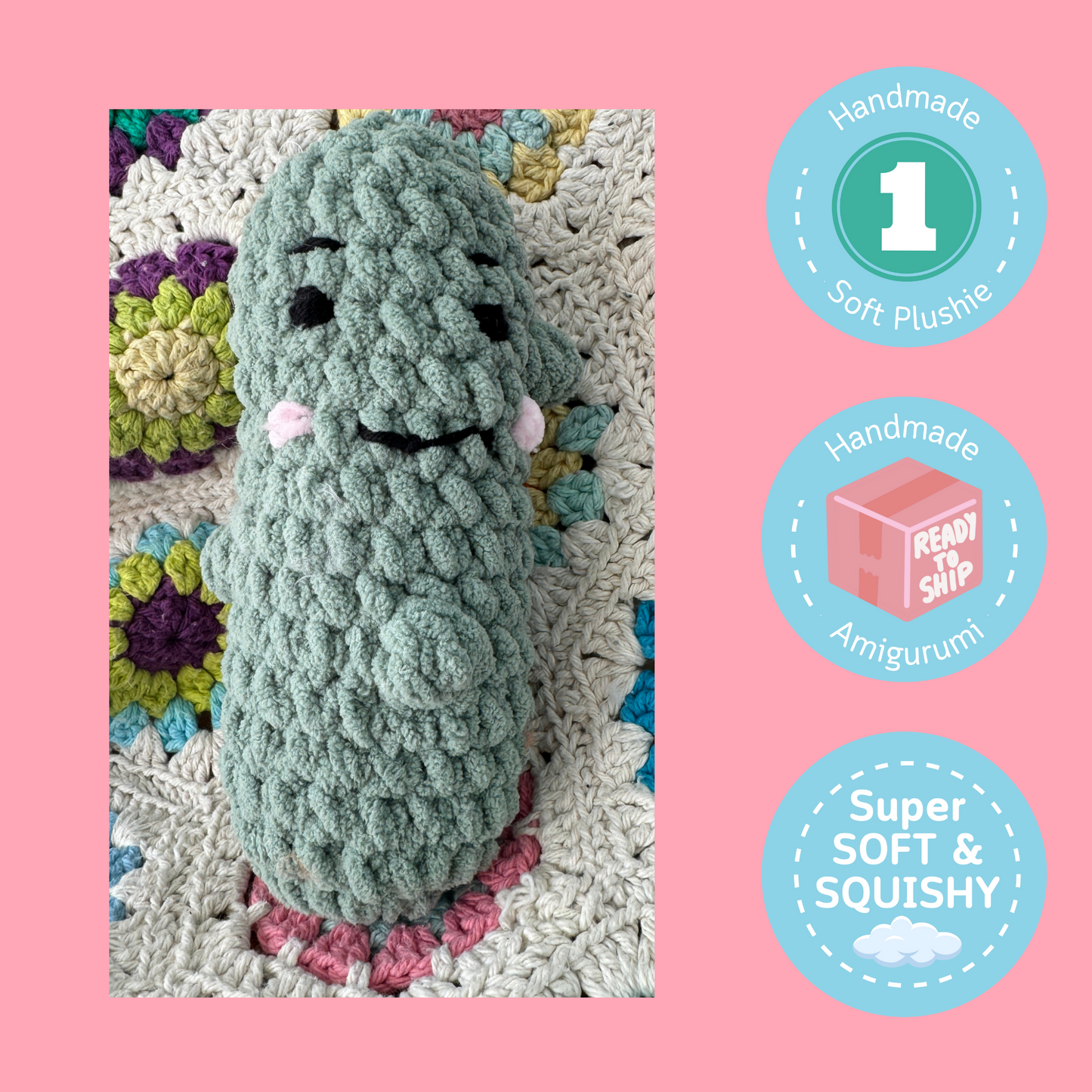 Emotional Support Pickle Handmade Toy. Crochet Pickle Gift