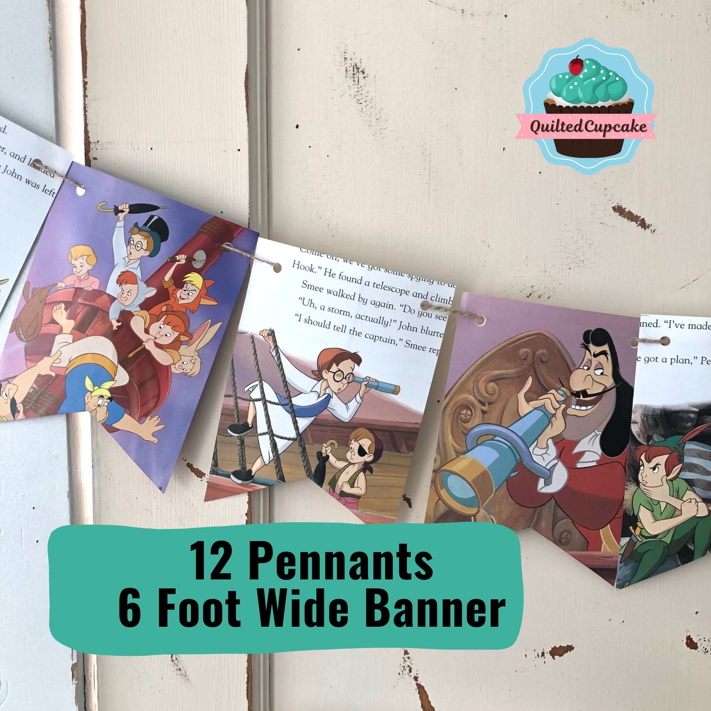 Peter Pan Party Banner/Peter Pan Disney Story Book Page Garland /6 FT Backdrop for Baby Shower, Birthday Party/READY to SHIP/ Eco-Friendly