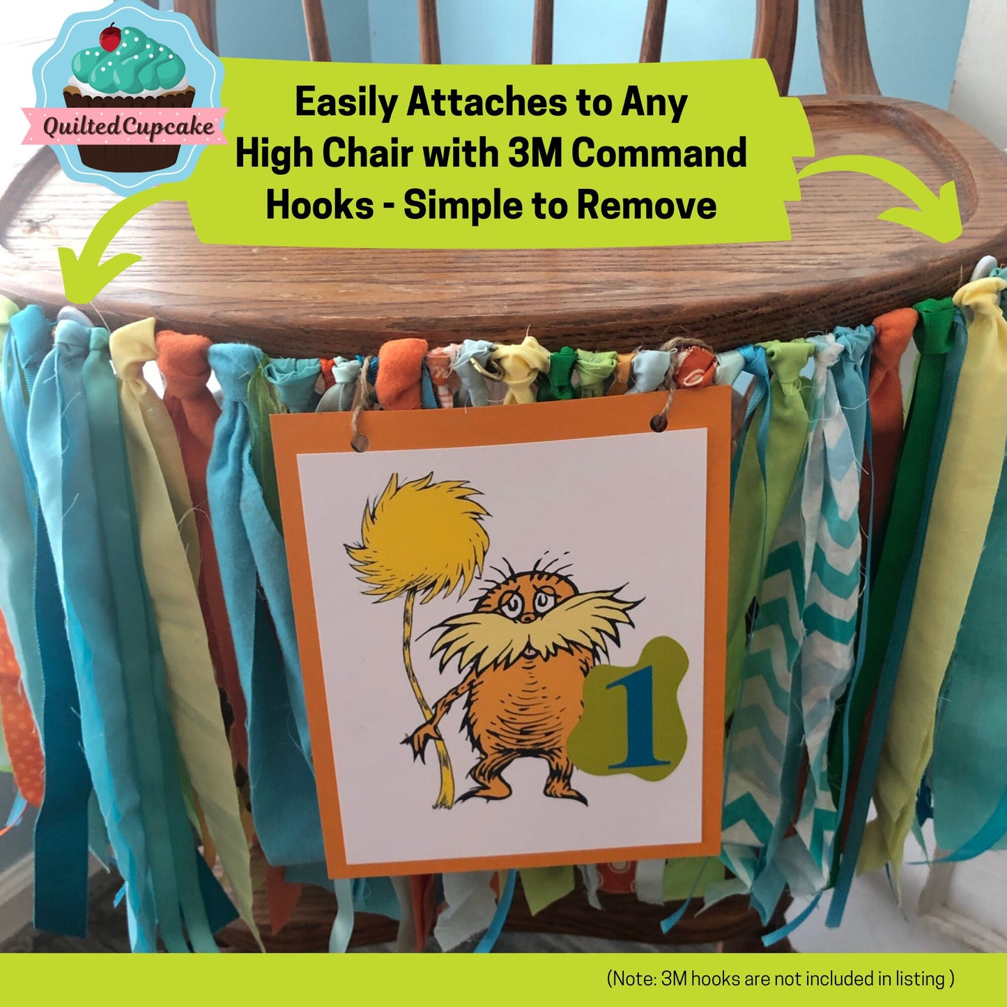 Lorax High Chair Banner. Dr. Seuss Birthday High Chair Decoration, Smash Cake Birthday Party/Dr. Seuss Lorax Party Banner/ READY To SHIP NOW