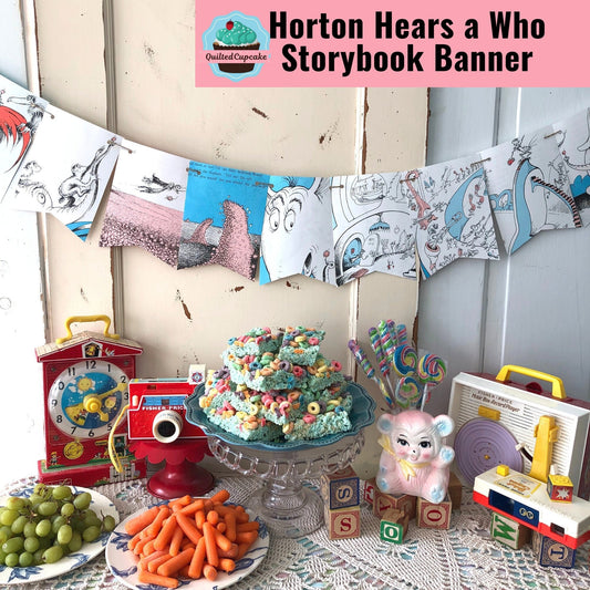 Horton Hears a Who Party /Dr. Seuss Horton Story Book Page Garland /6 FT banner for Baby Shower, Birthday Party/READY 2 SHIP/ Eco-Friendly
