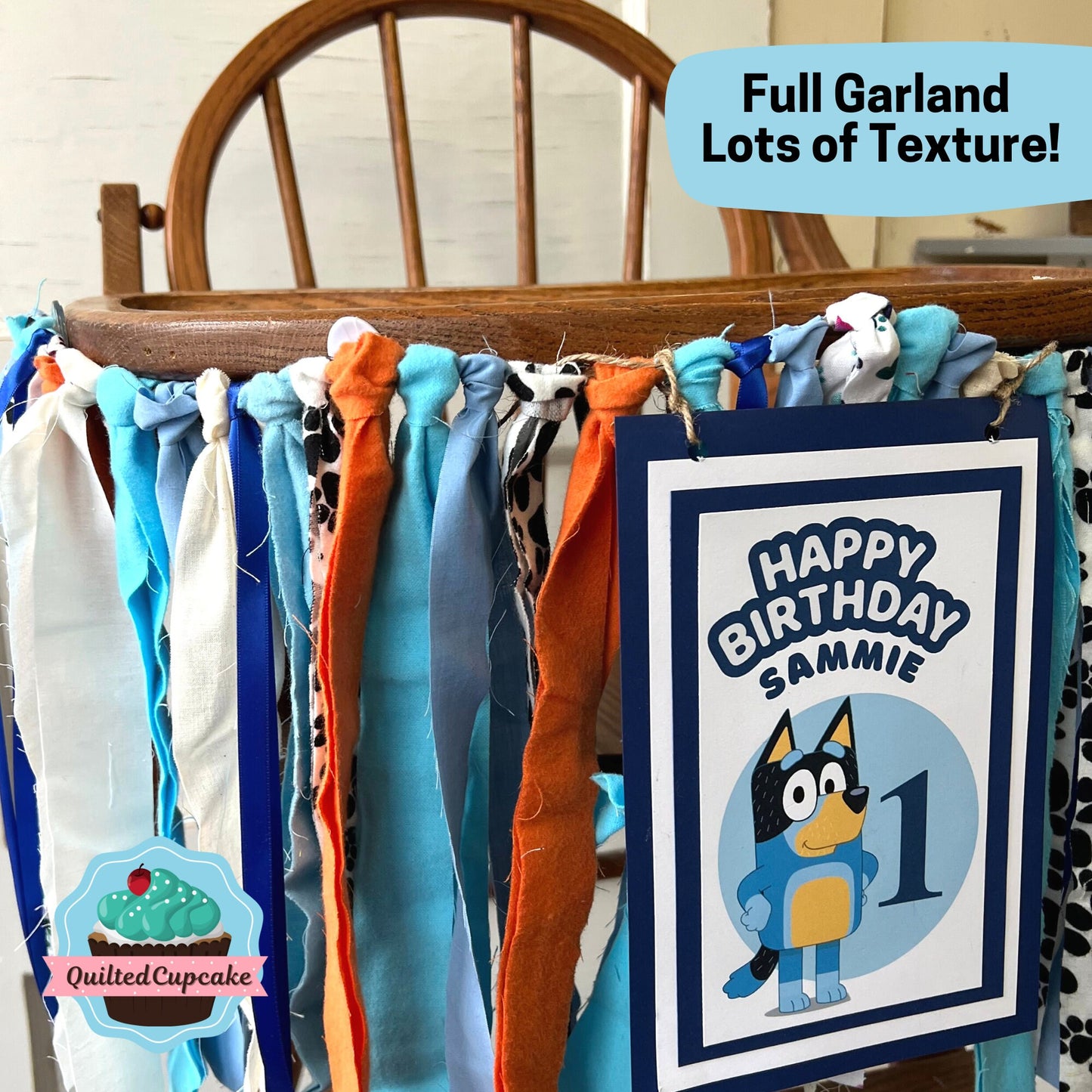 Bluey High Chair Banner/Bluey Birthday Party/Bluey Decoration/ Bluey Smash Cake Banner/Bluey Garland/ Bluey Party Decor READY To SHIP